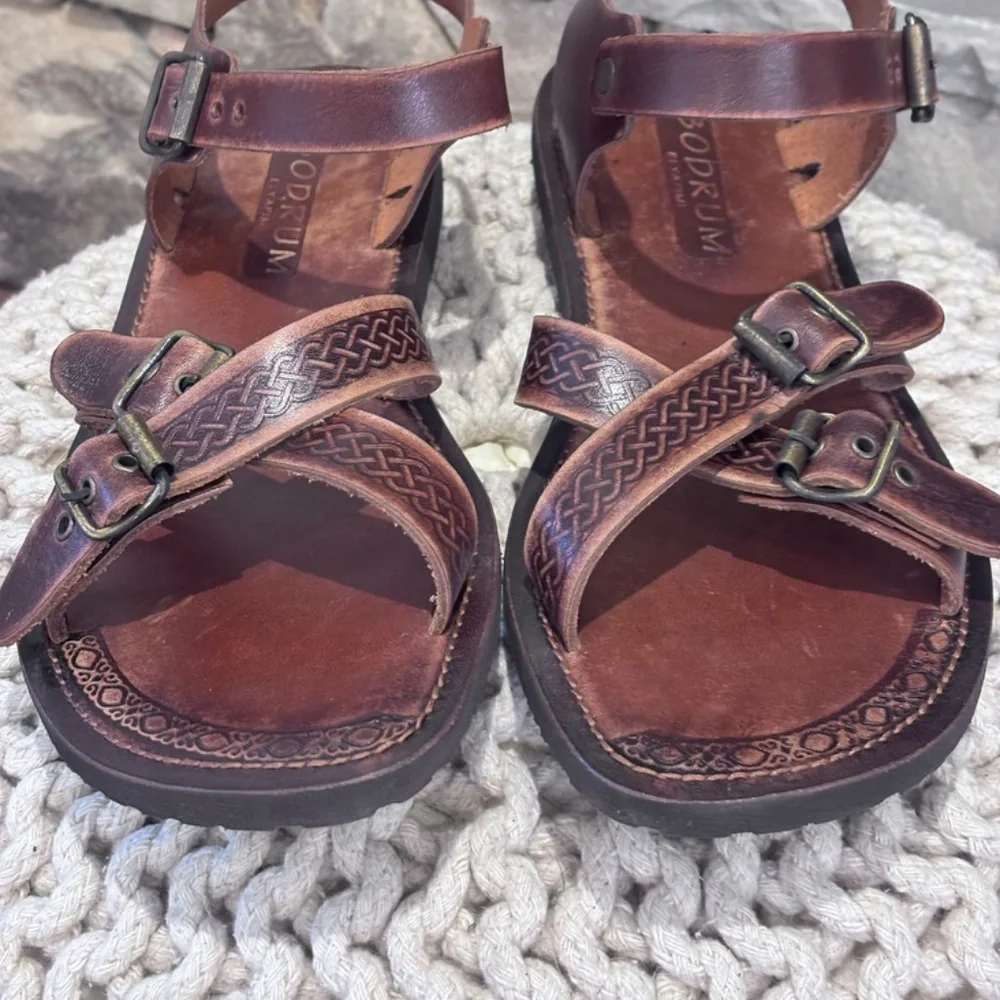 Bosa Bodrum ElYapımı Men's Handmade Leather SZ 45 (11-11.5 US) Brown Sandals EUC